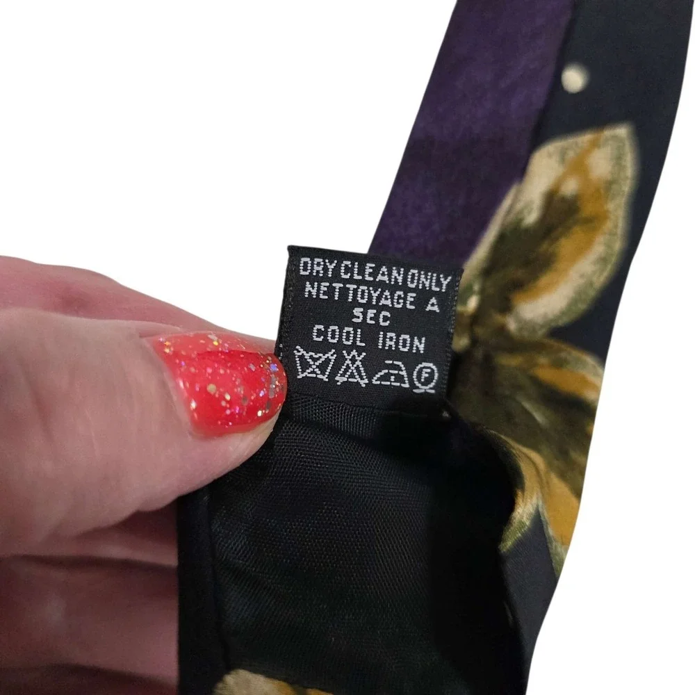 BOSS Hugo Boss Floral Silk‎ Neck Tie Mens Black Gold Purple Designer Italy